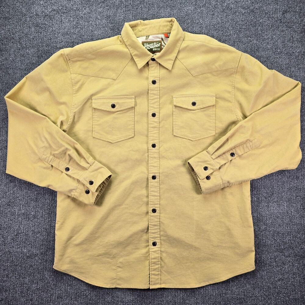 Howler Brothers Shirt Mens Large Yellow Tan Corduroy Western Ranch Workwear